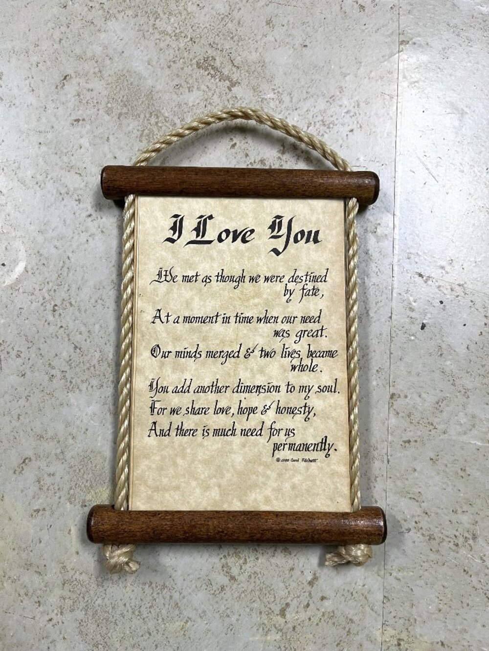 I LOVE YOU BEACHY ROPE HANGING SIGN DECORATION 4" X 6" GLASS AND WOODEN